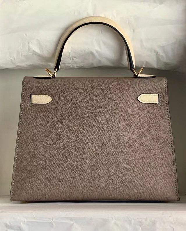 Hermes Original Epsom Leather KEL2578 grey&cream