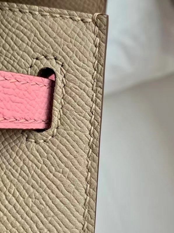 Hermes Original Epsom Leather KEL2578 light grey&pink