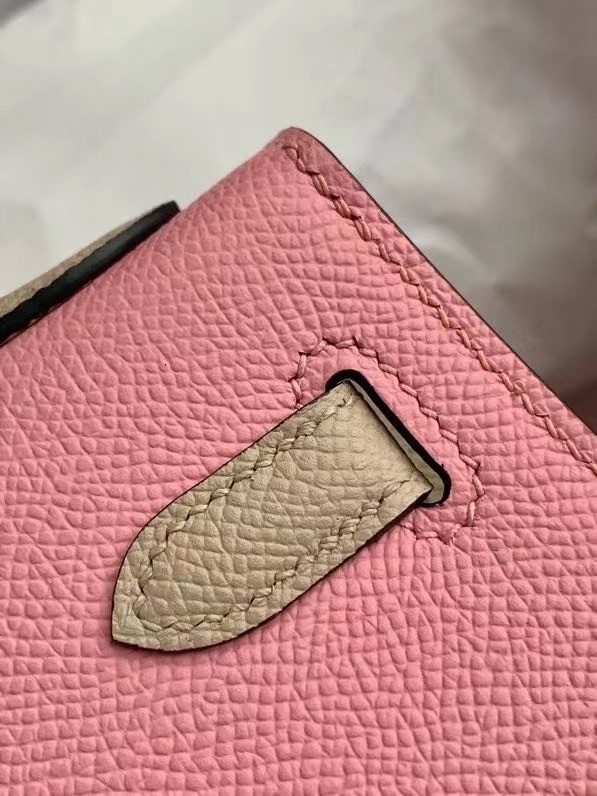Hermes Original Epsom Leather KEL2578 pink&light grey