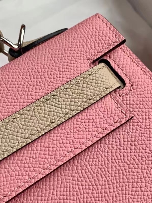 Hermes Original Epsom Leather KEL2578 pink&light grey