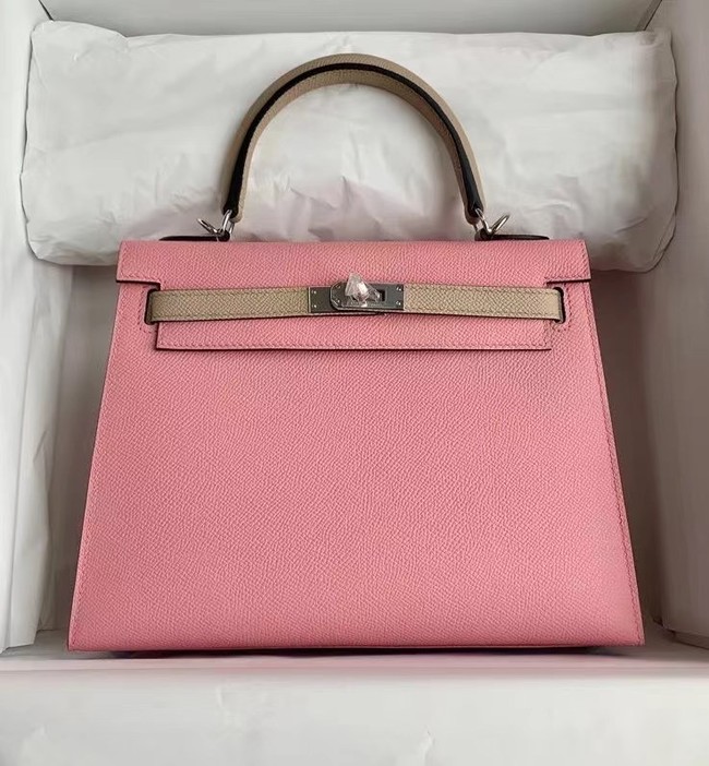 Hermes Original Epsom Leather KEL2578 pink&light grey