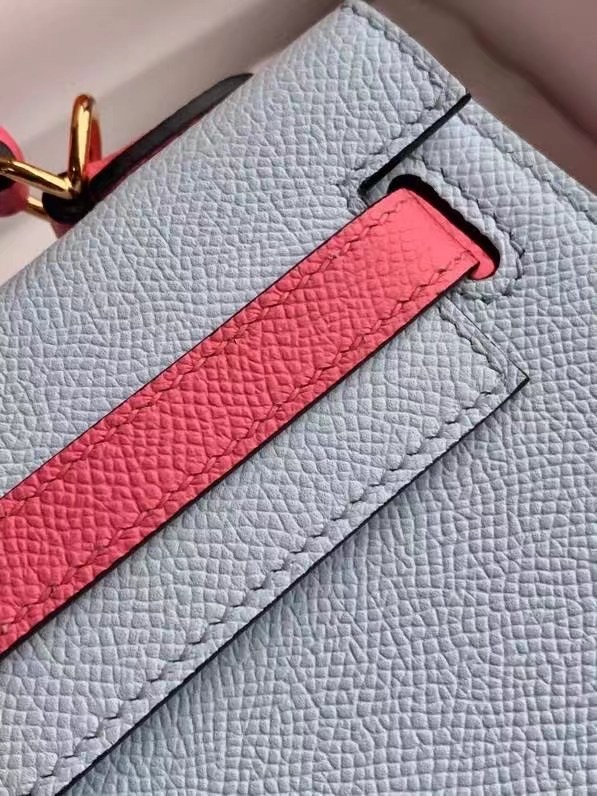 Hermes Original Epsom Leather KEL2578 skyblue&pink
