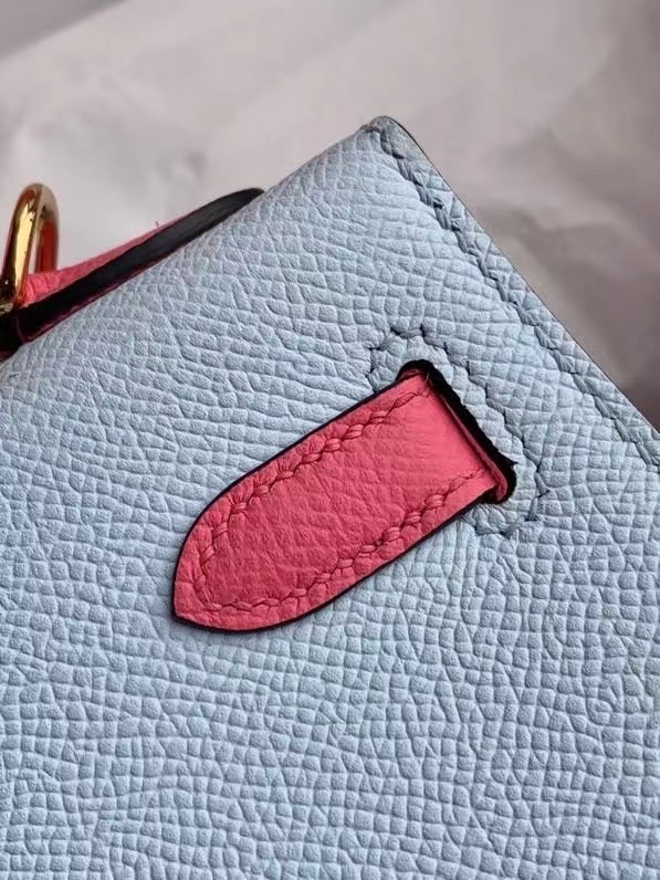 Hermes Original Epsom Leather KEL2578 skyblue&pink