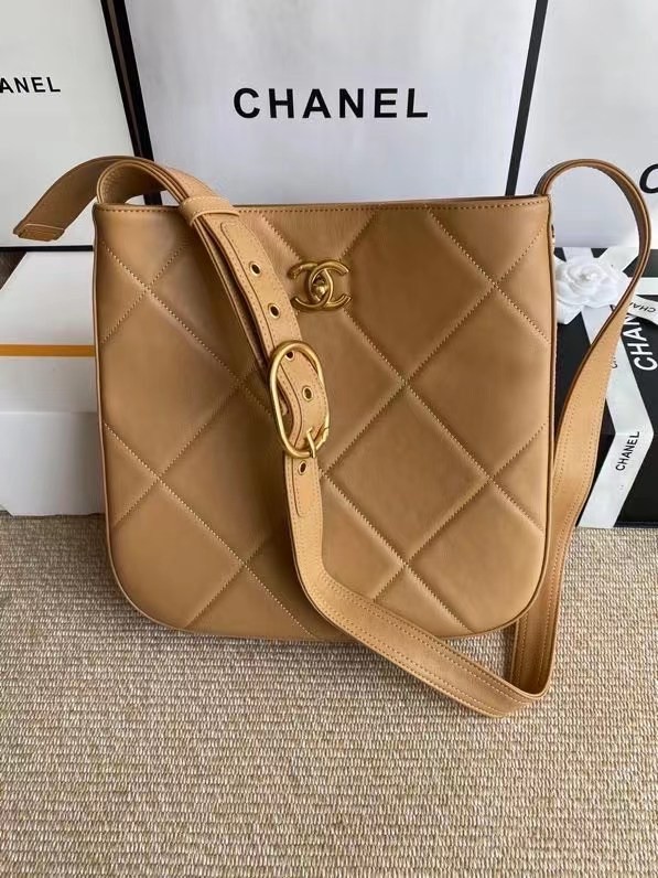 Chanel leather Shoulder Bag AS2844 Apricot