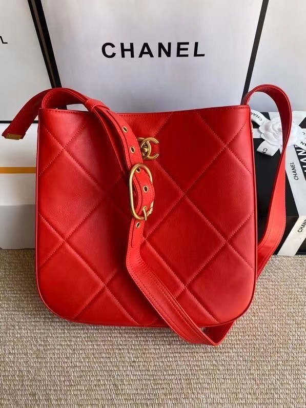 Chanel leather Shoulder Bag AS2844 red