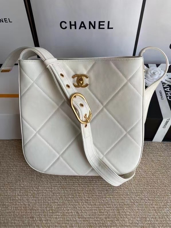 Chanel leather Shoulder Bag AS2844 white