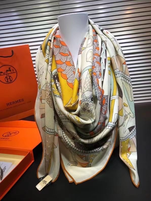 Hermes scarf Wool&Cashmere 33676-1