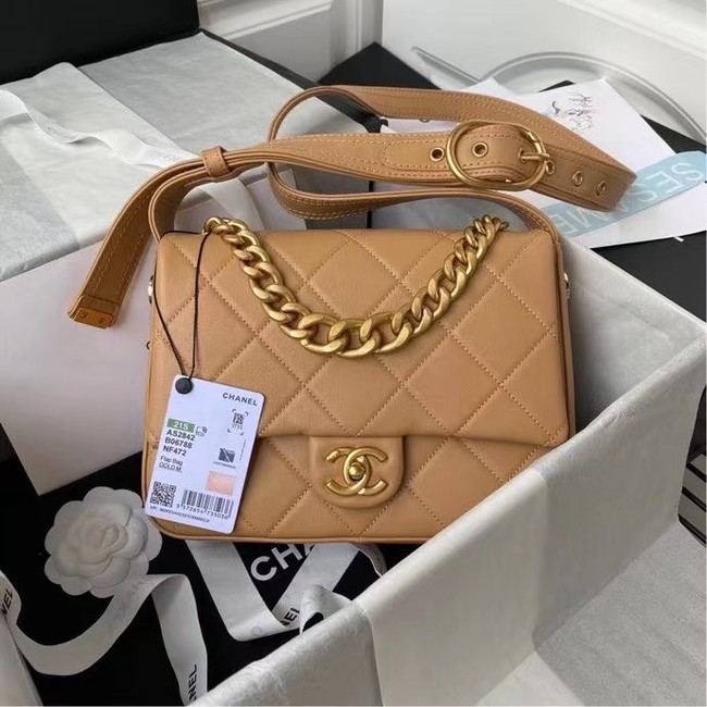 Chanel leather Shoulder Bag AS2842 Apricot