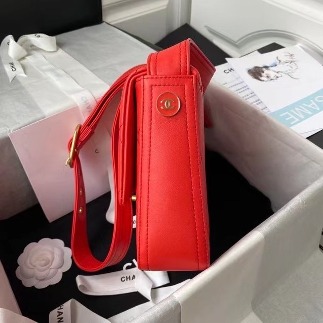 Chanel leather Shoulder Bag AS2842 red