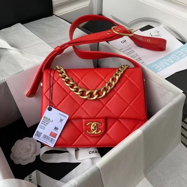 Chanel leather Shoulder Bag AS2842 red