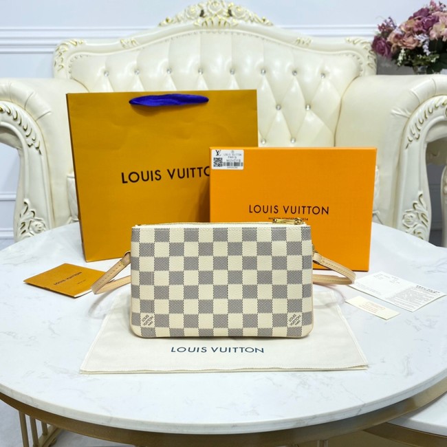 Louis vuitton Damier Azur Canvas DOUBLE ZIP POCHETTE M80084