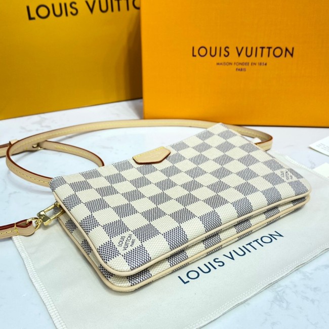 Louis vuitton Damier Azur Canvas DOUBLE ZIP POCHETTE M80084