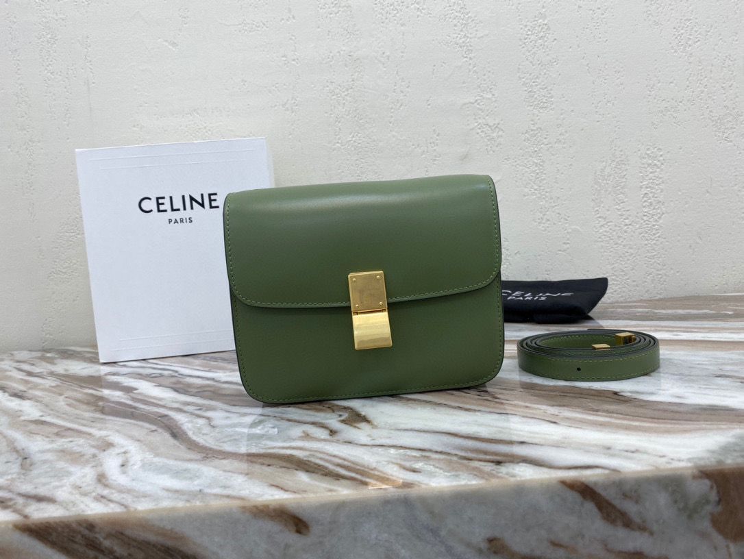 Celine Classic Box Teen Flap Bag Original Calfskin Leather 3379 Green