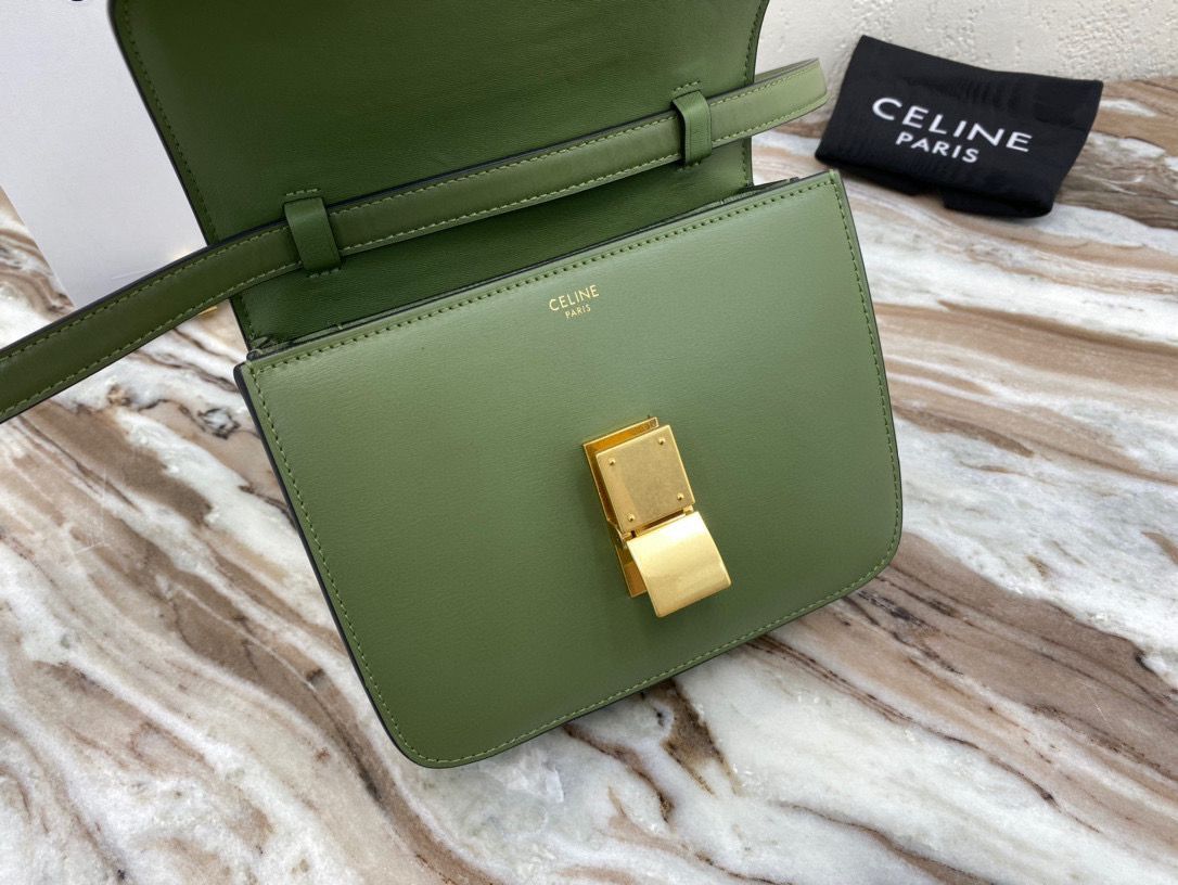 Celine Classic Box Teen Flap Bag Original Calfskin Leather 3379 Green