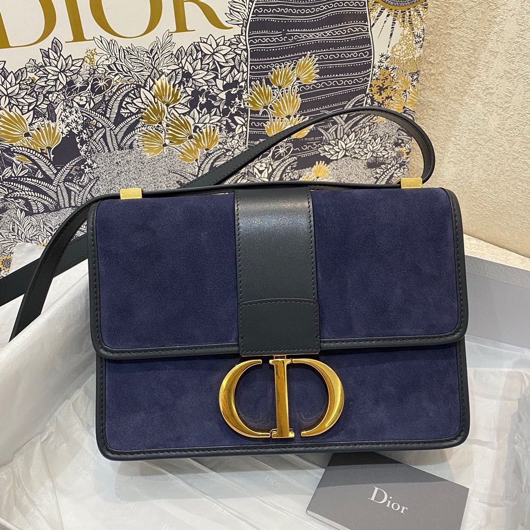 Dior 30 MONTAIGNE BAG Frosted Calfskin C9268 Dark blue