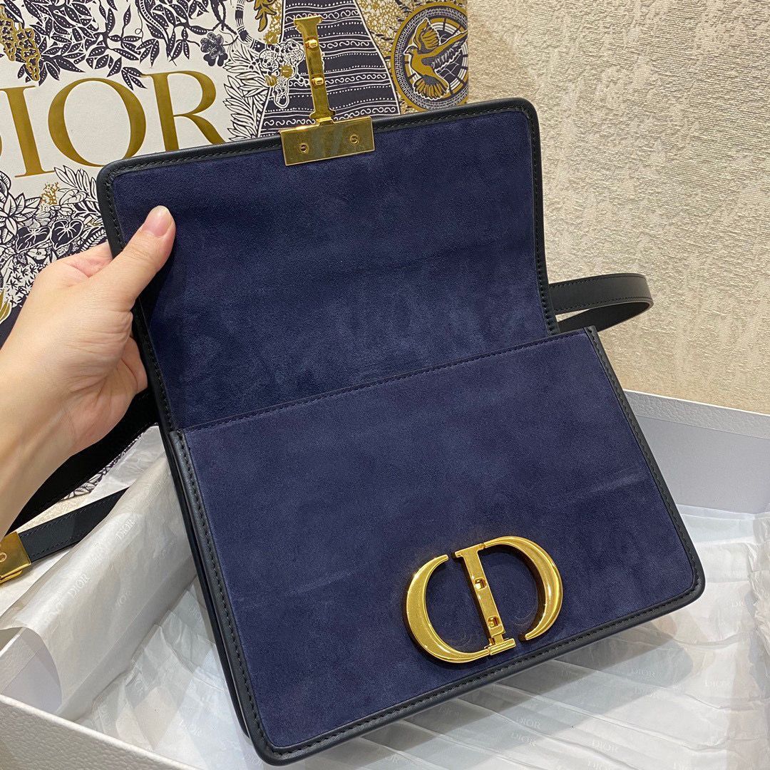 Dior 30 MONTAIGNE BAG Frosted Calfskin C9268 Dark blue