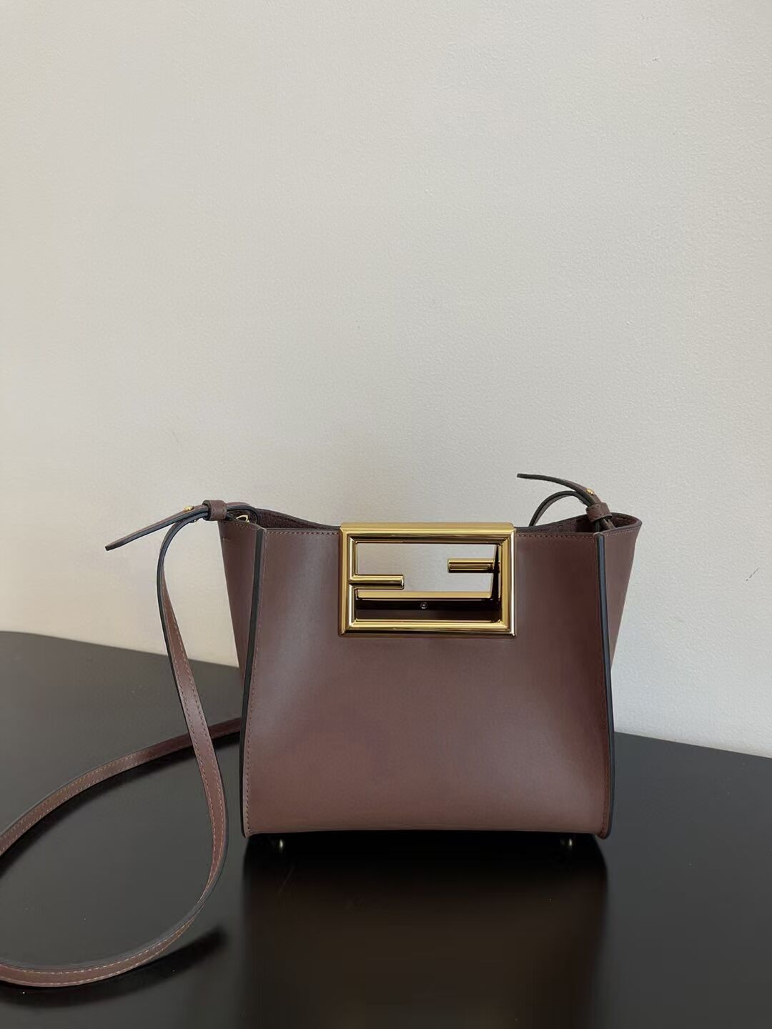 FENDI WAY small leather bag 5FB6846 Dark brown