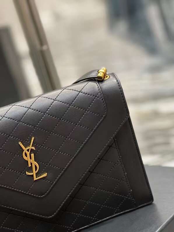 Yves Saint Laurent Calfskin Leather Shoulder Bag Y568893 black