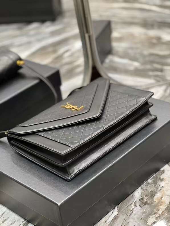 Yves Saint Laurent Calfskin Leather Shoulder Bag Y568893 black