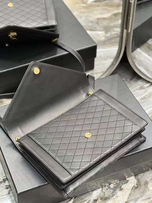Yves Saint Laurent Calfskin Leather Shoulder Bag 6688631 black