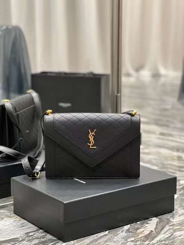 Yves Saint Laurent Calfskin Leather Shoulder Bag Y568893 black