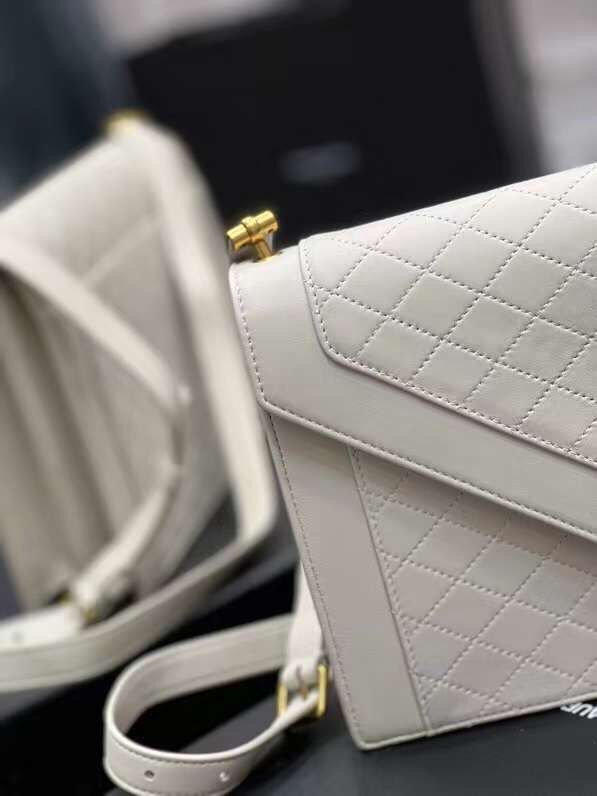 Yves Saint Laurent GABY SATCHEL IN QUILTED LAMBSKIN 6688631 white