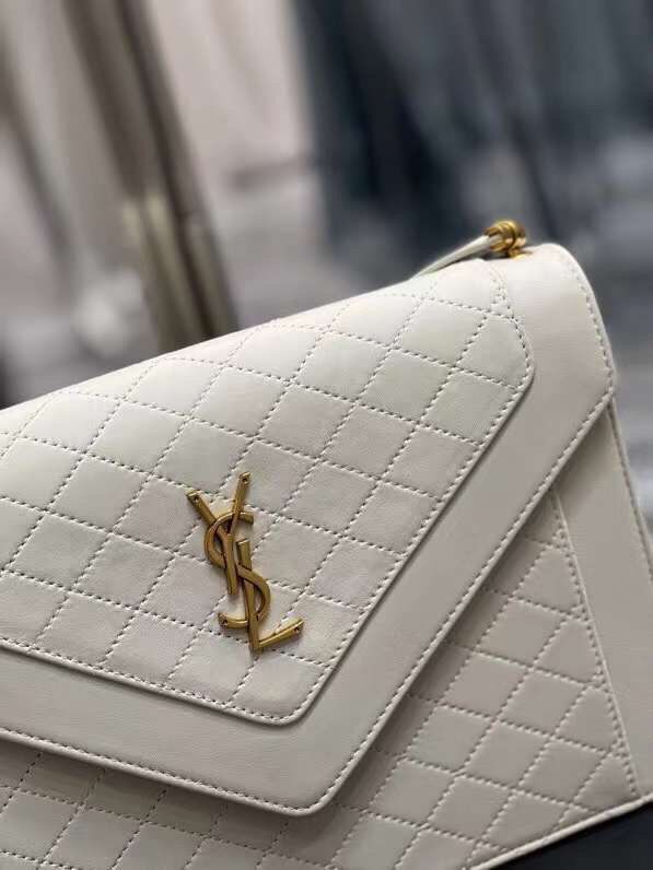 Yves Saint Laurent GABY SATCHEL IN QUILTED LAMBSKIN 6688631 white