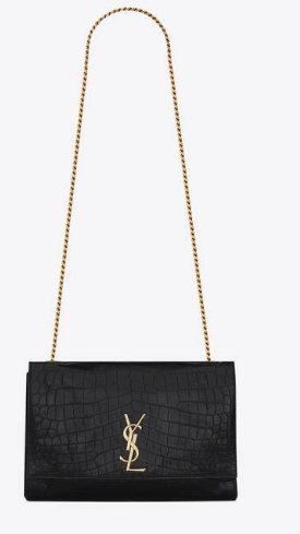 Yves Saint Laurent KATE MEDIUM REVERSIBLE IN SUEDE AND CROCODILE-EMBOSSED LEATHER 55380424