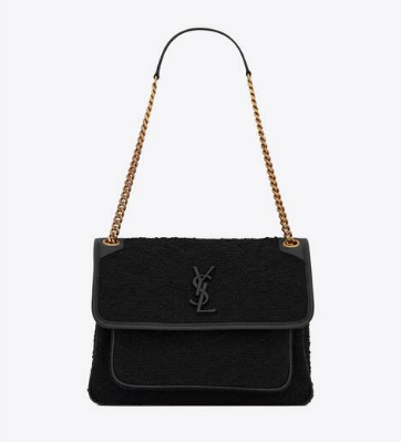 Yves Saint Laurent NIKI MEDIUM IN BOUCLE TWEED AND SMOOTH LEATHER 469013 black