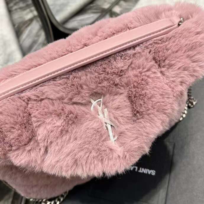 Yves Saint Laurent PUFFER BAG IN MERINO SHEARLING AND LAMBSKIN Y597476 LILAC