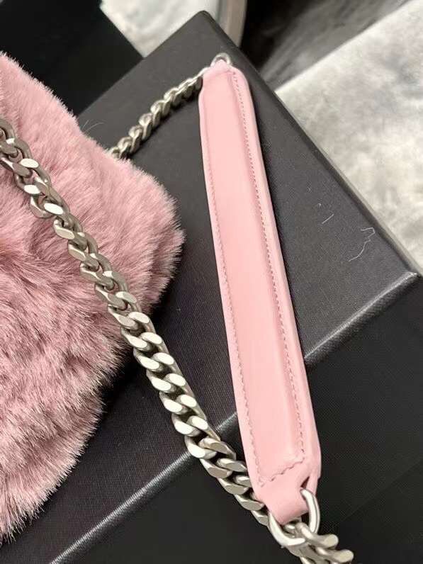 Yves Saint Laurent PUFFER BAG IN MERINO SHEARLING AND LAMBSKIN Y597476 LILAC