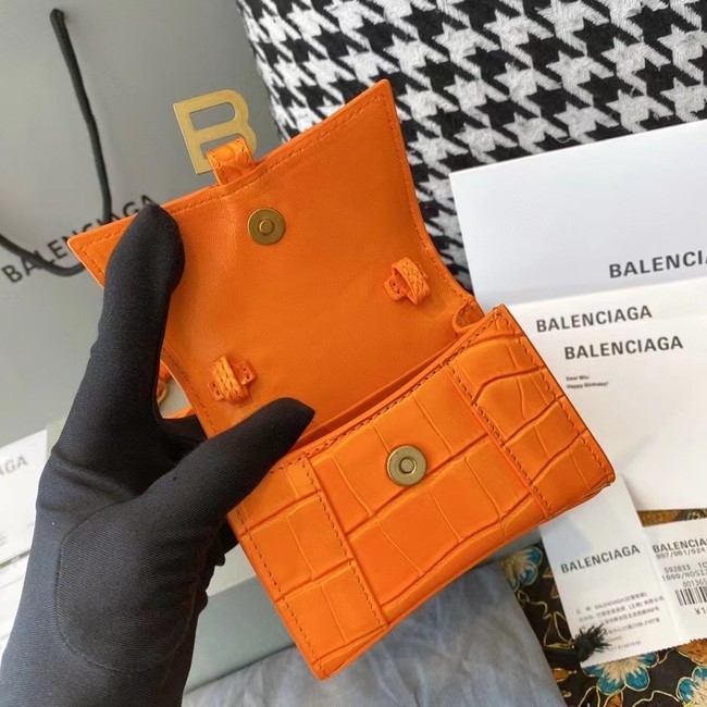 Balenciaga WOMENS HOURGLASS MINI TOP HANDLE BAG M8000 ORANGE