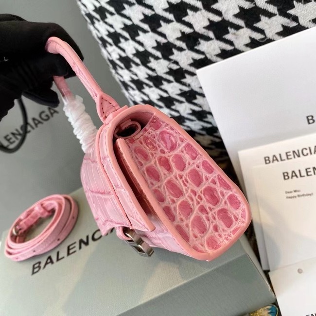 Balenciaga WOMENS HOURGLASS MINI TOP HANDLE BAG M8000 PINK