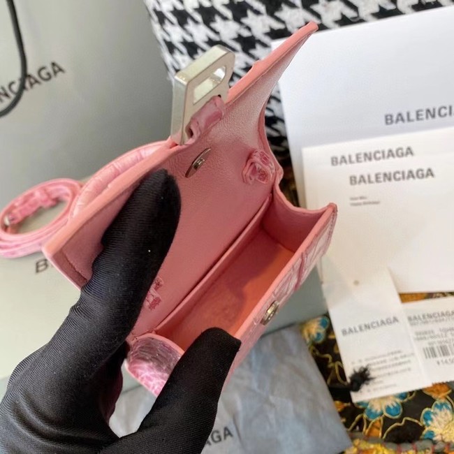 Balenciaga WOMENS HOURGLASS MINI TOP HANDLE BAG M8000 PINK