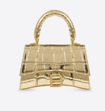 Balenciaga WOMENS HOURGLASS MINI TOP HANDLE BAG M8000 gold