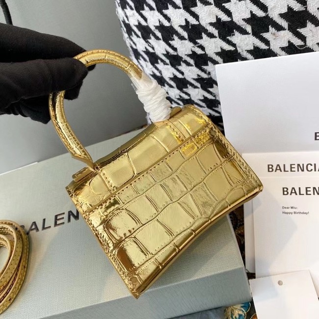 Balenciaga WOMENS HOURGLASS MINI TOP HANDLE BAG M8000 gold