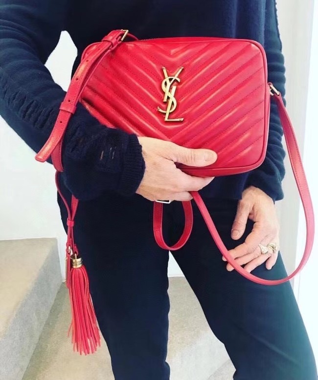 Yves Saint Laurent LOU CAMERA BAG IN QUILTED LEATHER 81000 ROUGE OPYUM