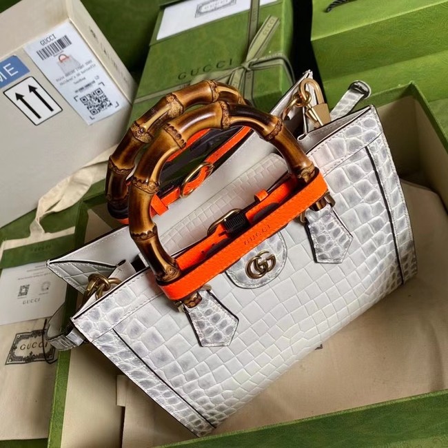 Gucci Diana small crocodile tote bag 660195 white