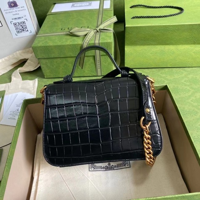 Gucci GG Marmont crocodile mini top handle bag 547260 black