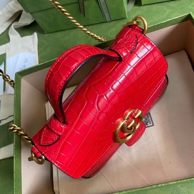 Gucci GG Marmont crocodile mini top handle bag 547260 red