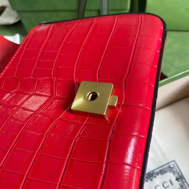 Gucci GG Marmont crocodile mini top handle bag 547260 red