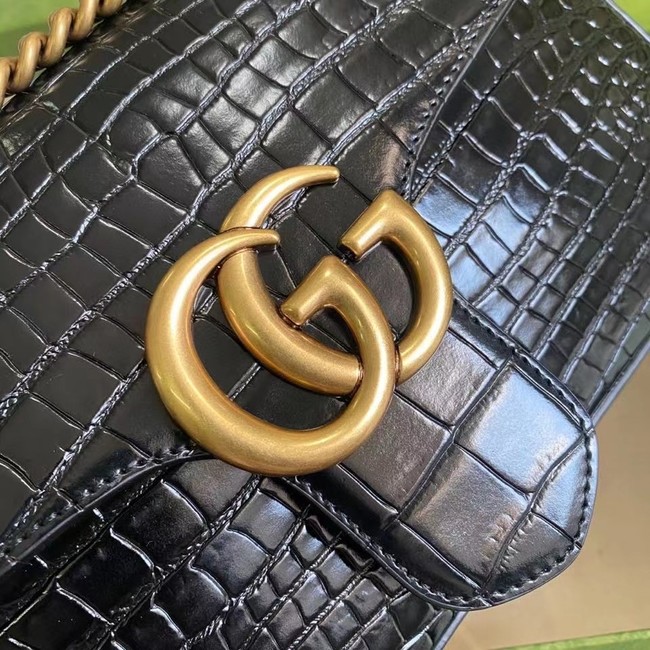Gucci GG Marmont crocodile small shoulder bag 443497 black
