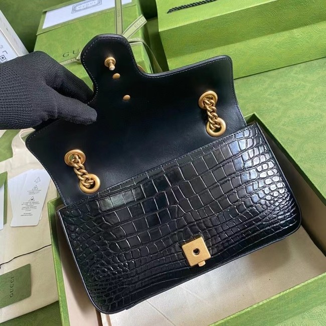 Gucci GG Marmont crocodile small shoulder bag 443497 black