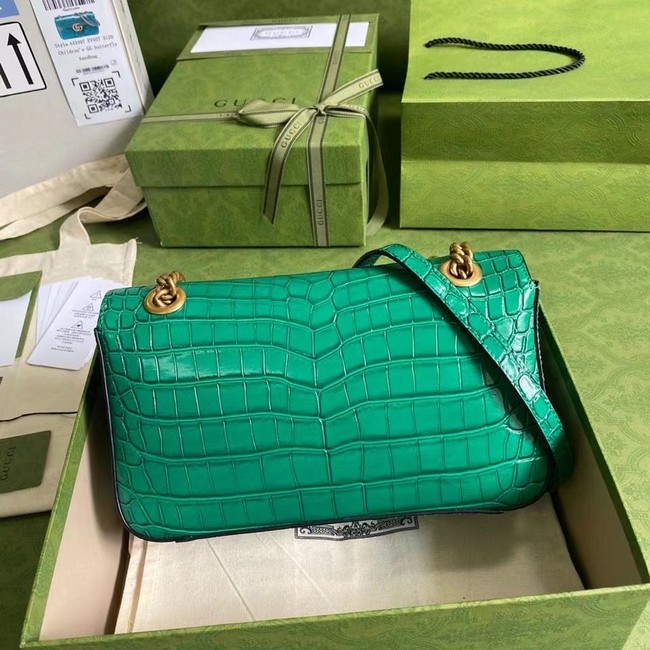 Gucci GG Marmont crocodile small shoulder bag 443497 green