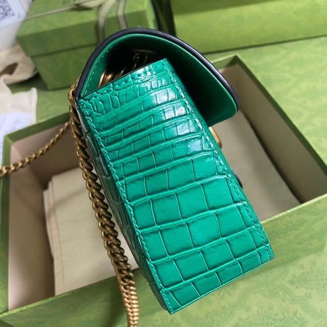 Gucci GG Marmont crocodile small shoulder bag 443497 green