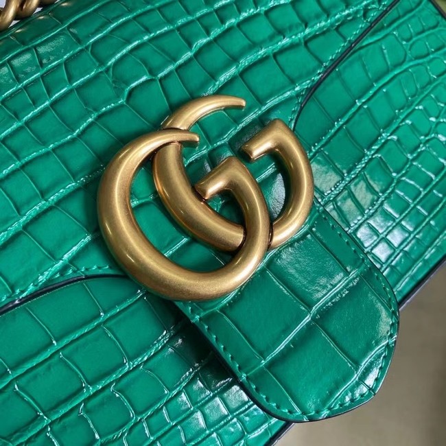 Gucci GG Marmont crocodile small shoulder bag 443497 green