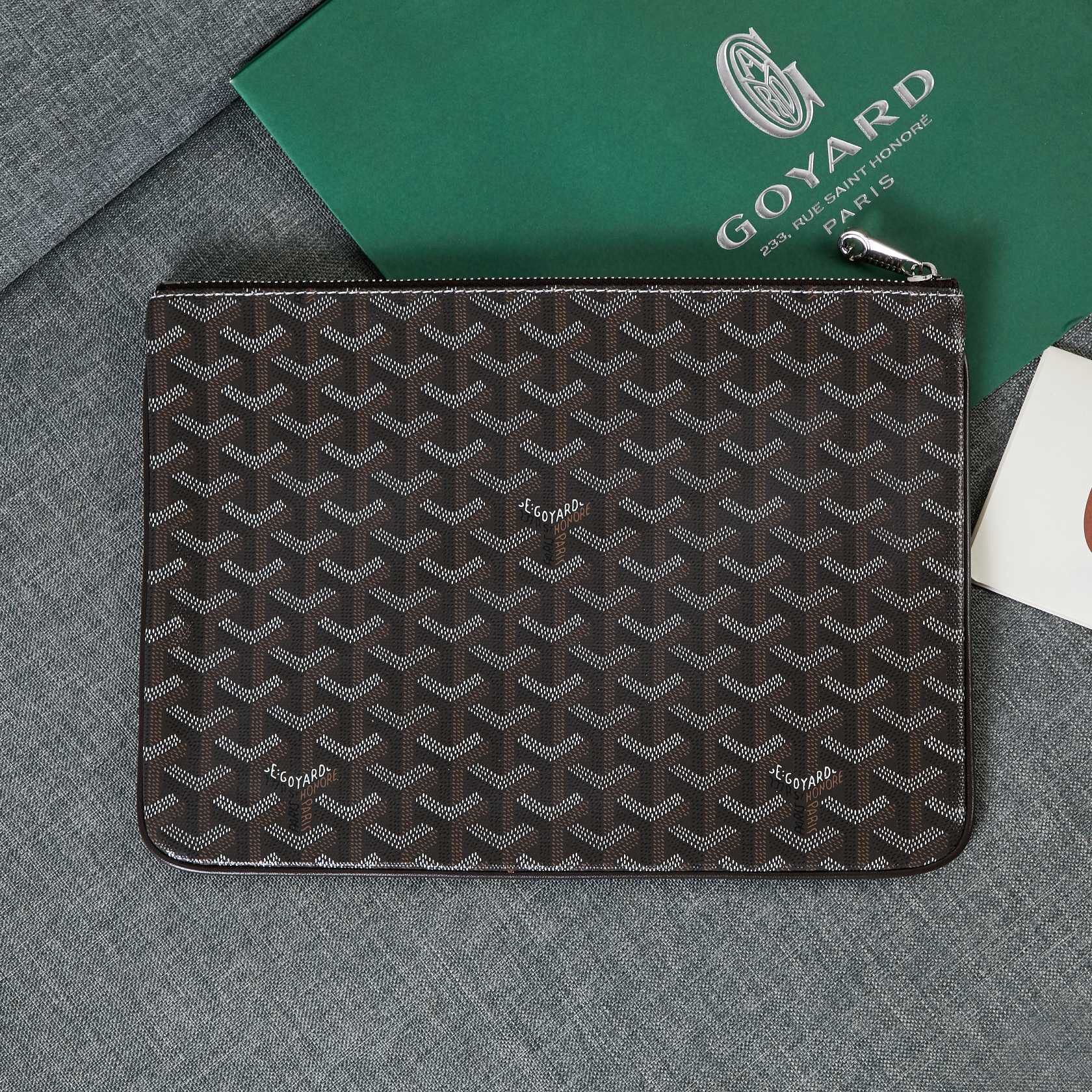 Goyard Y Doodling Calfskin Leather Clutch bag 5987 Gray