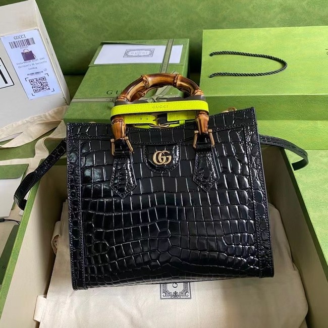 Gucci Diana small crocodile tote bag 660195 Black