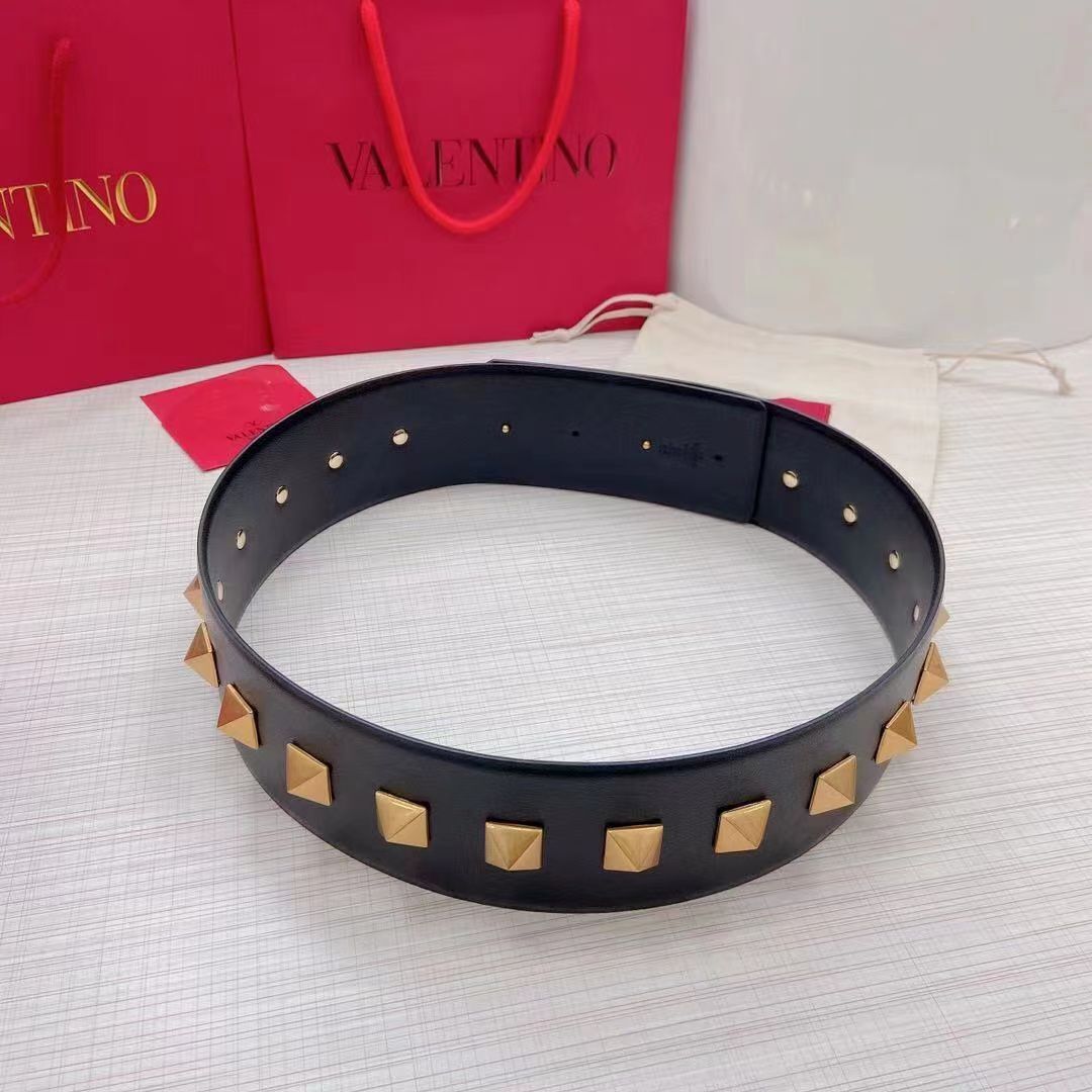 Valentino Original Calf Leather Belt 7.0CM V96788 Black