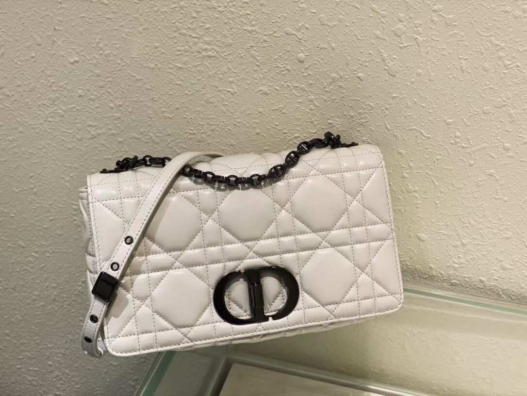 LARGE DIOR CARO BAG Gradient Cannage Lambskin M9243E white